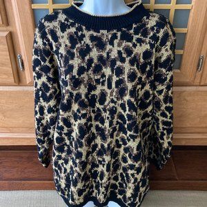 Vintage Rose Brand Made in USA Gold Metallic Leopard Vintage 80's Sweater M